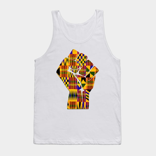 Kente Fist Design Melanin Black Pride T-Shirt Tank Top by Merchweaver